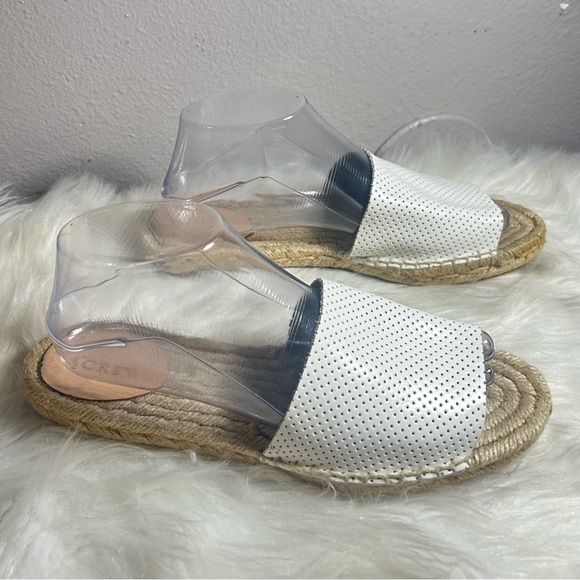 J. Crew Valencia Perforated Leather Slides White Size 9 - Picture 4 of 9